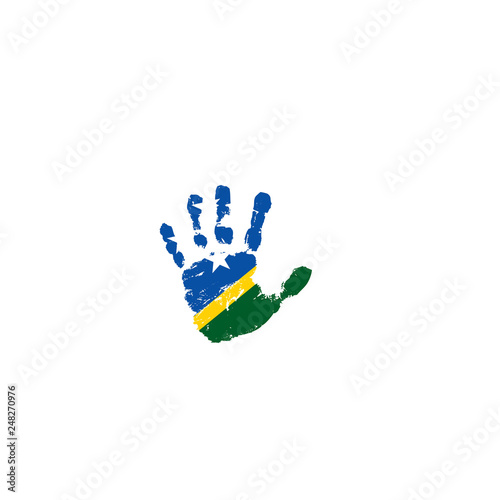 Solomon Islands flag and hand on white background. Vector illustration