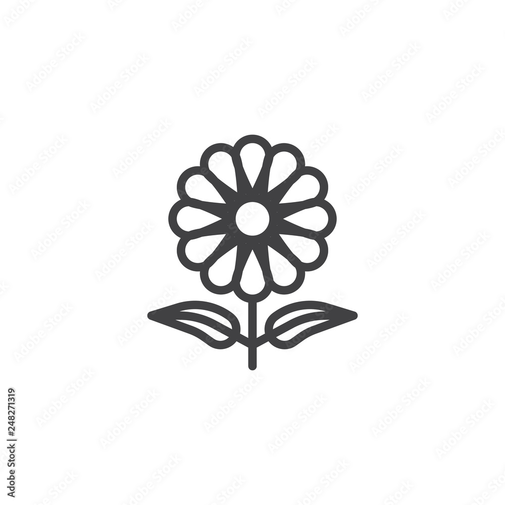 Flower petal line icon. linear style sign for mobile concept and web design. Chamomile flower outline vector icon. Symbol, logo illustration. Pixel perfect vector graphics