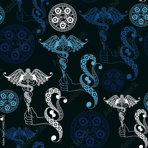 Seamless texture with Tarot cards 4