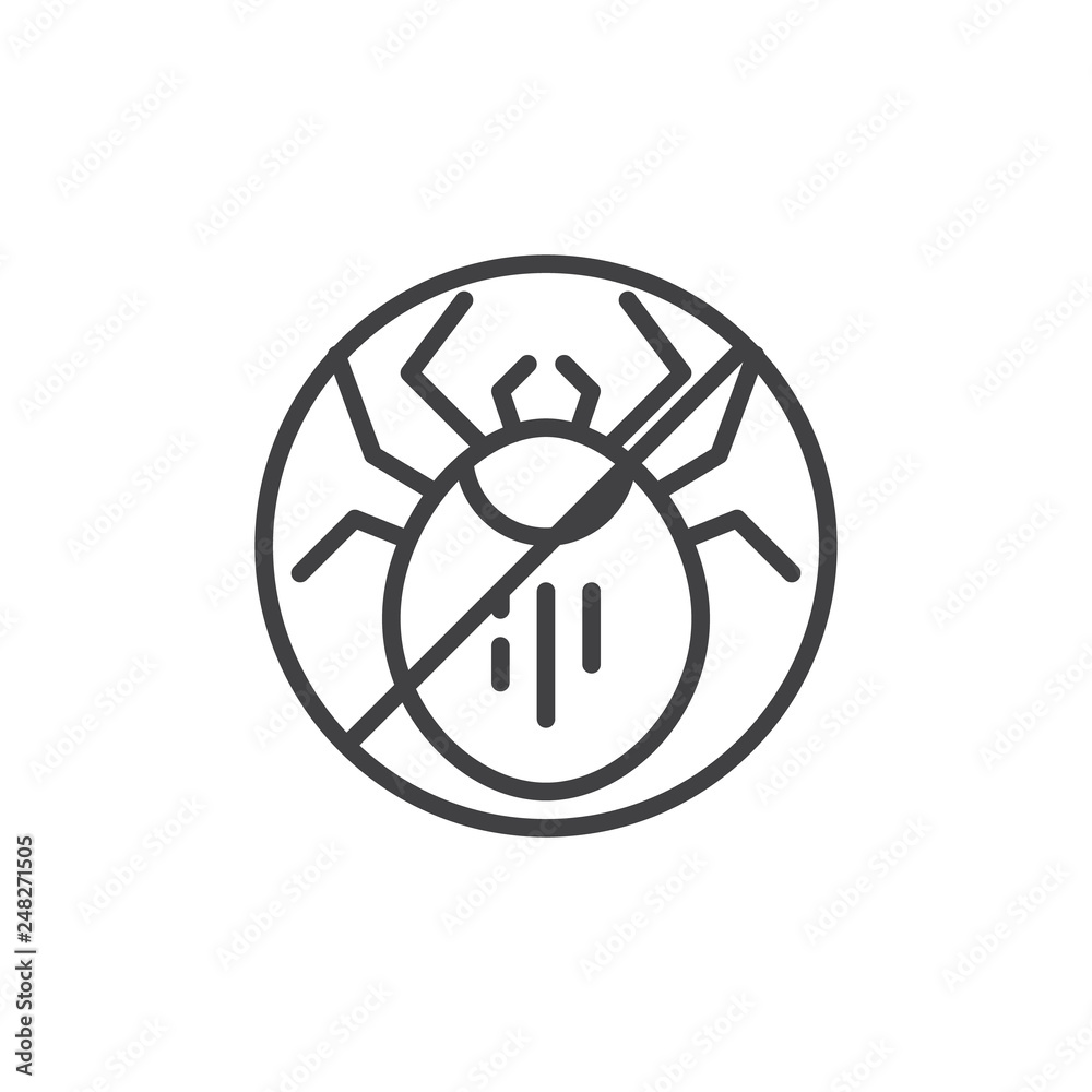 Stop mite, prohibition sign line icon. linear style sign for mobile concept and web design. No mite insect outline vector icon. Symbol, logo illustration. Pixel perfect vector graphics Stop mite, prohibition sign line icon. linear style sign for mobile concept and web design. No mite insect outline vector icon. Symbol, logo illustration. Pixel perfect vector graphics
