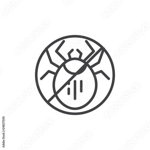 Stop mite, prohibition sign line icon. linear style sign for mobile concept and web design. No mite insect outline vector icon. Symbol, logo illustration. Pixel perfect vector graphics
