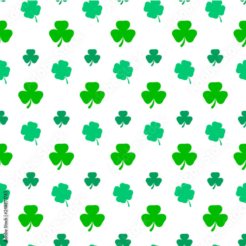 St. Patrick s day vector seamless background with shamrock. Vector clover leaf  design.