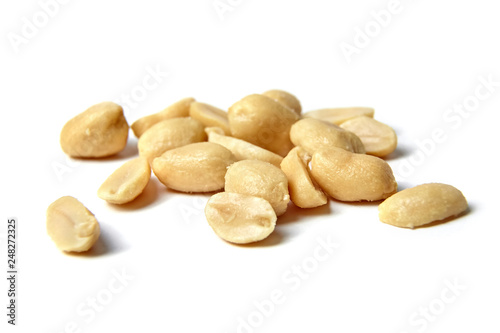 roasted peanuts, salted snack, isolated on white background