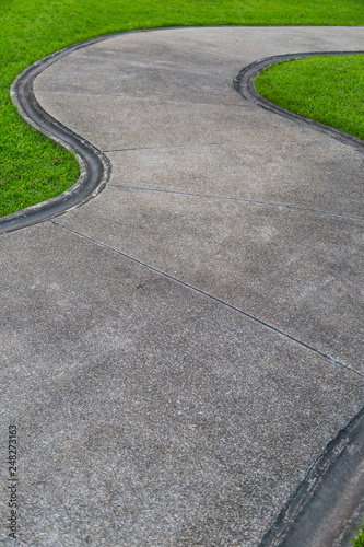 walk way on green grass