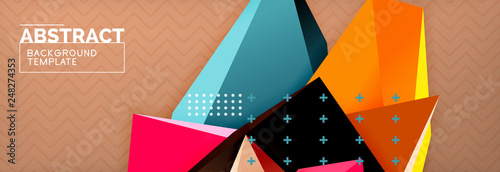 3d triangular shapes geometric background. Origami style pattern with triange shapes for decorative design. Poster design. Line design. Modern presentation template