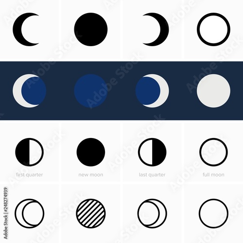 Four main phases of the moon - Vector photo