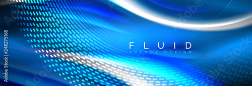 Fluid colors mixing glowing neon wave background, holographic texture