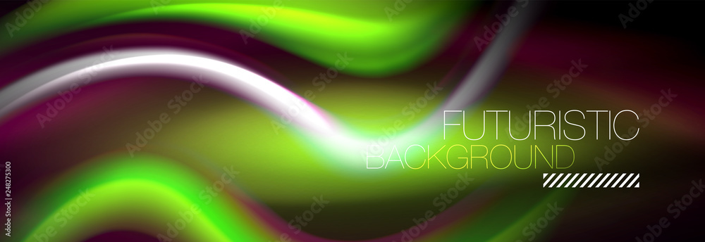 Fluid color neon wave lines background, neon liquid color futuristic paint template Fluid color neon wave lines background, neon liquid color futuristic paint template