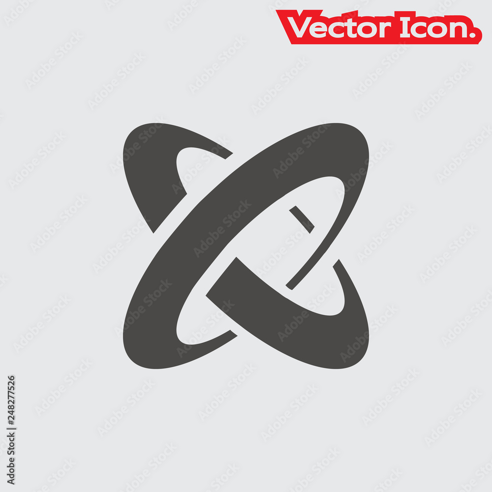 Perpendicular rings icon isolated sign symbol and flat style for app, web and digital design. Vector illustration.