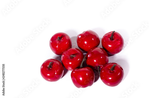 Artificial red apple  isolated on white background hunger health