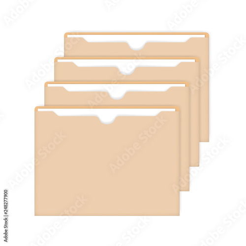 File jackets with documents inside, card index catalog - vector template