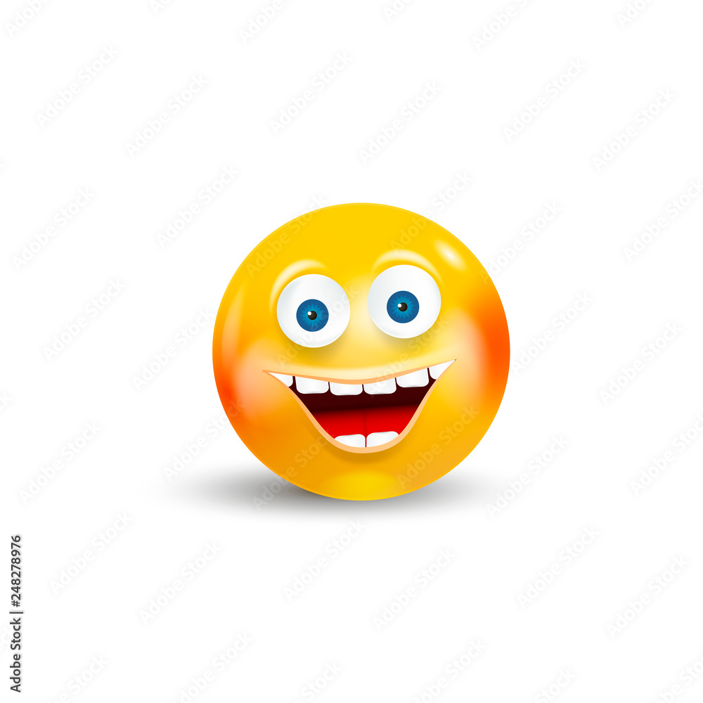 Fototapeta premium Happy Emoji Kawaii Face isolated on white background. Communication Chat Elements or icon.