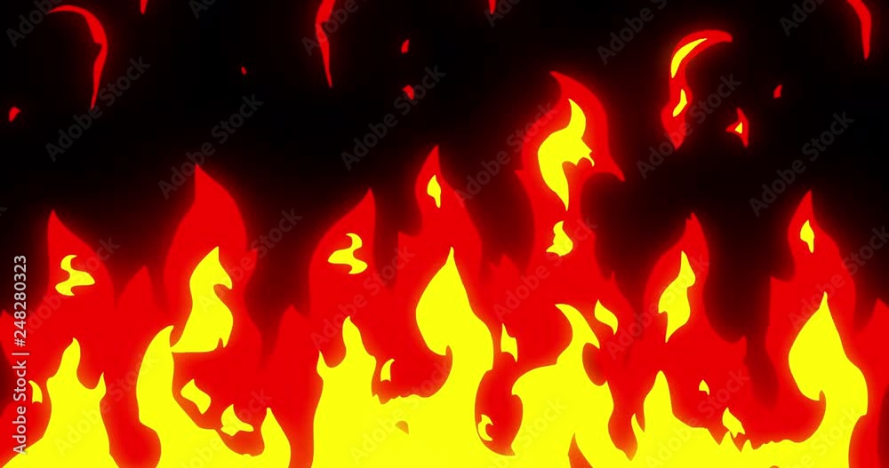 03 - Cartoon Fire 2D Animation / 2D Animation Cartoon Fire  4k of Raging Flames
