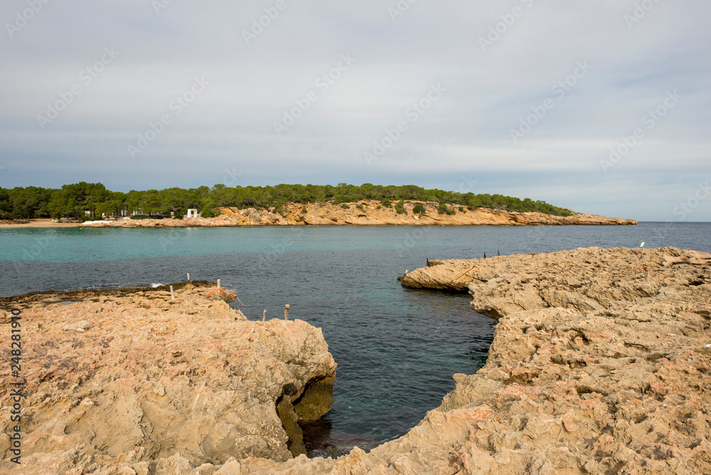 The coast in the bassa cove of San Antonio, Ibiza