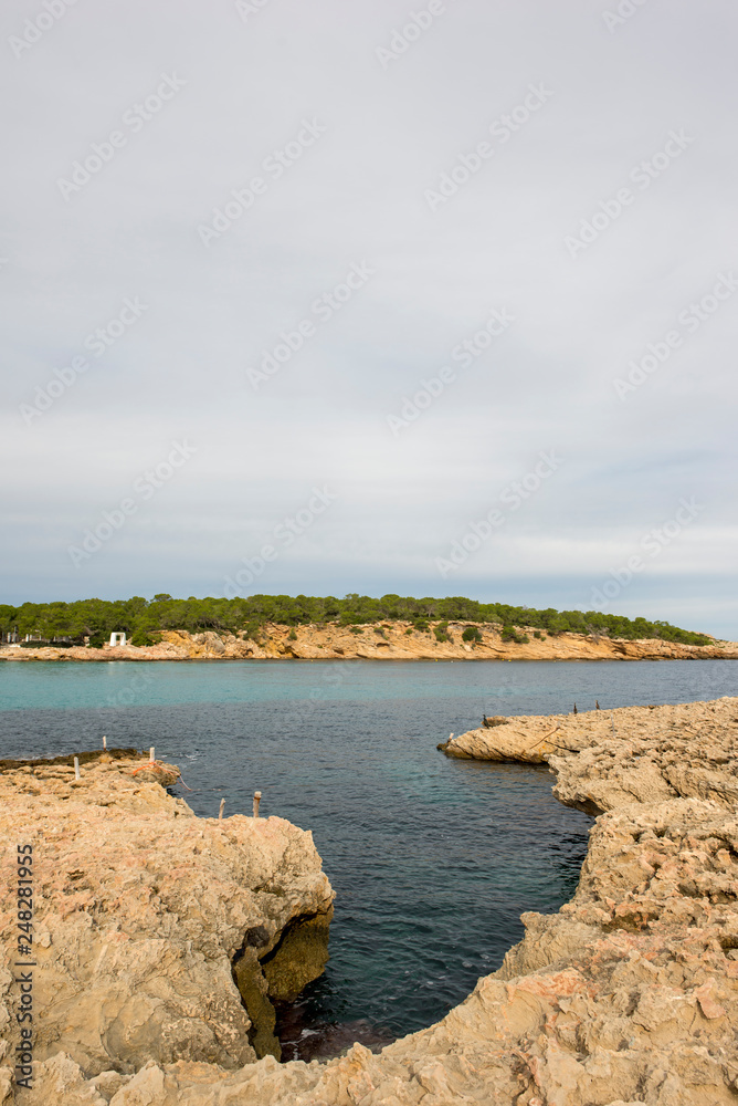 The coast in the bassa cove of San Antonio, Ibiza