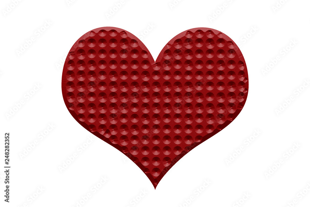 3D Red Heart Shape on White Background