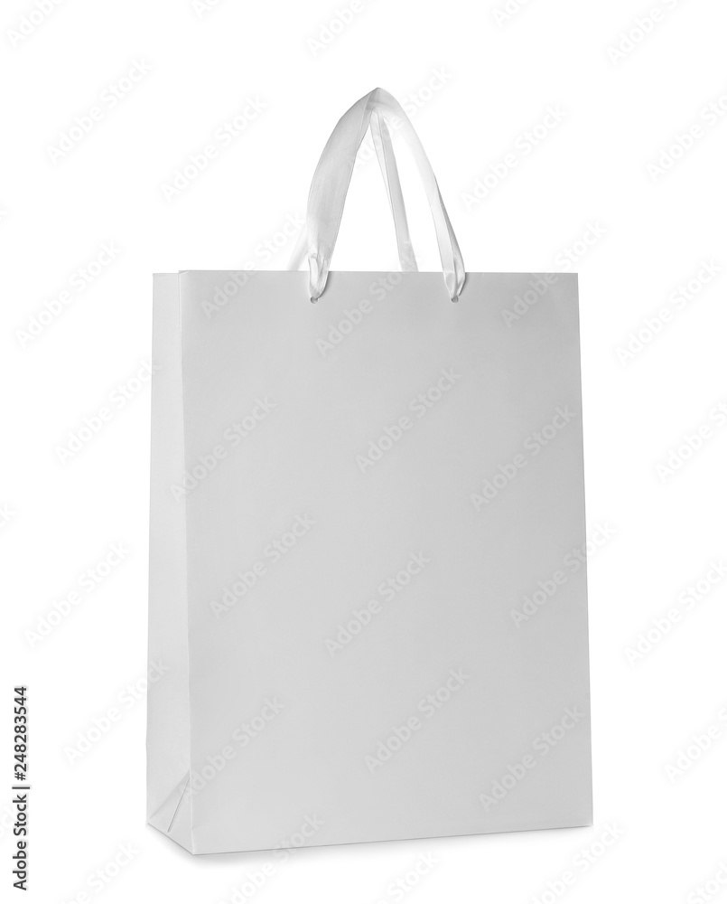Paper shopping bag isolated on white. Mock up for design Paper shopping bag isolated on white. Mock up for design