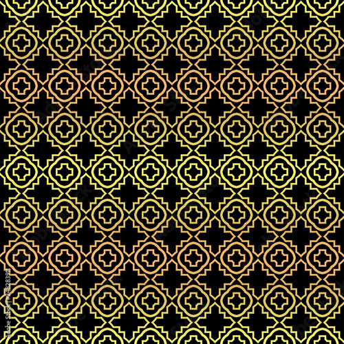 Luxury seamless Lace Geometric Ornament. Vector illustration. Black, gold color