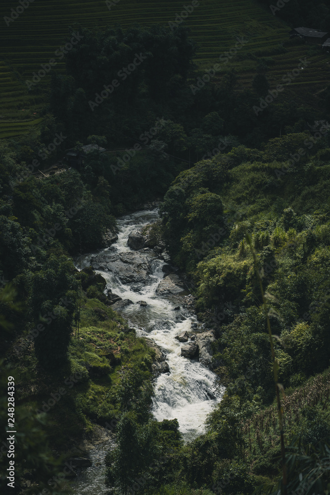 River between mountain hill at Sa Pa Vietnam River between mountain hill at Sa Pa Vietnam