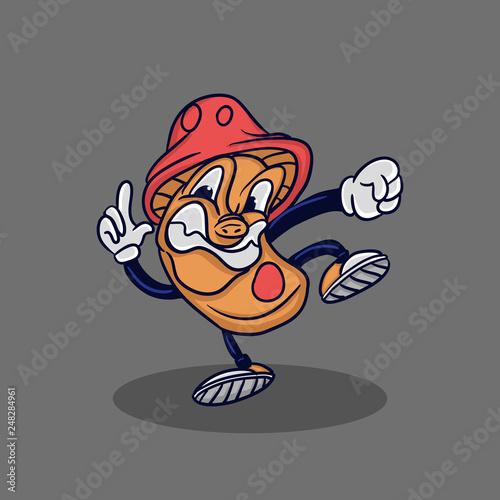 funny mushroom mascot isolated