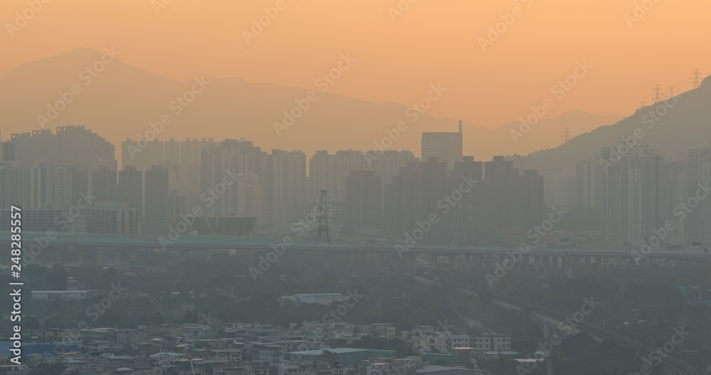 Serious air pollution problem in Hong Kong city
