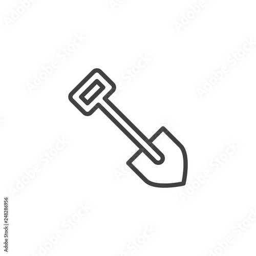 Gardening shovel line icon. linear style sign for mobile concept and web design. Spade outline vector icon. Symbol, logo illustration. Pixel perfect vector graphics