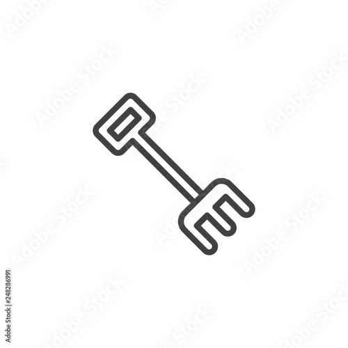 Garden rake line icon. linear style sign for mobile concept and web design. Abstract rake outline vector icon. Symbol, logo illustration. Pixel perfect vector graphics