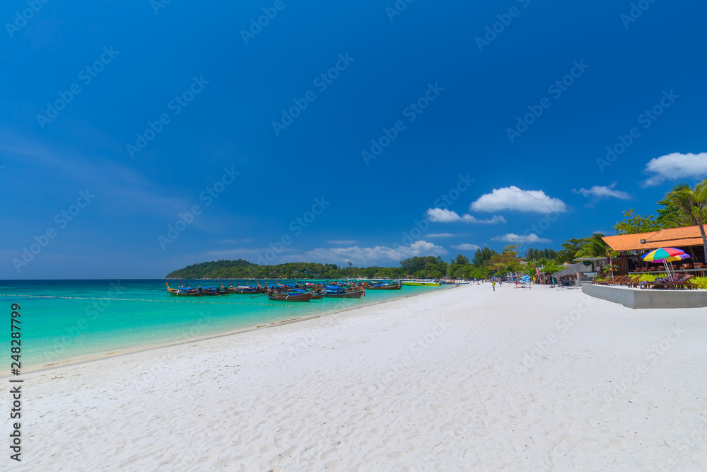 Koh Lipe with beautiful beach and blue sky at Koh Khai in Andaman Sea,Tarutao national park , Satun Province,Thailand Koh Lipe with beautiful beach and blue sky at Koh Khai in Andaman Sea,Tarutao national park , Satun Province,Thailand
