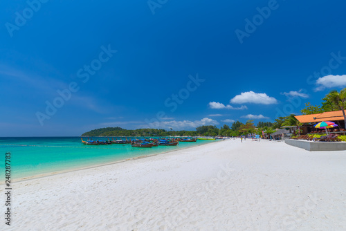 Koh Lipe with beautiful beach and blue sky at Koh Khai in Andaman Sea Tarutao national park   Satun Province Thailand