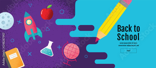 back to school sale banner, poster, flat design colorful, vector
