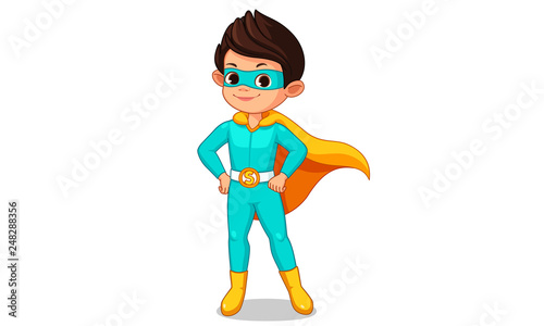 Little super hero kid cartoon