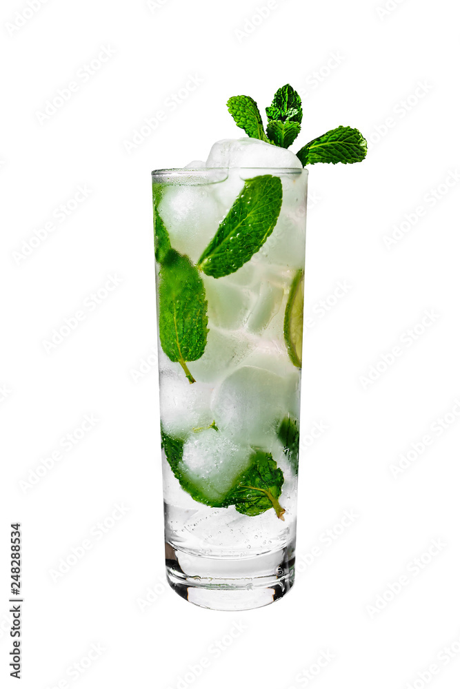 mojito, alcohol, isolated, spiter, rum, drink, white background, Cool,