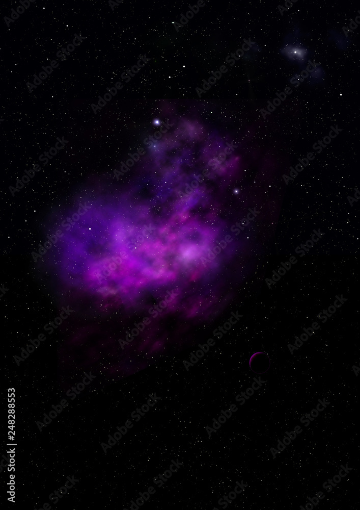 Star field in space and a nebulae. 3D rendering Star field in space and a nebulae. 3D rendering