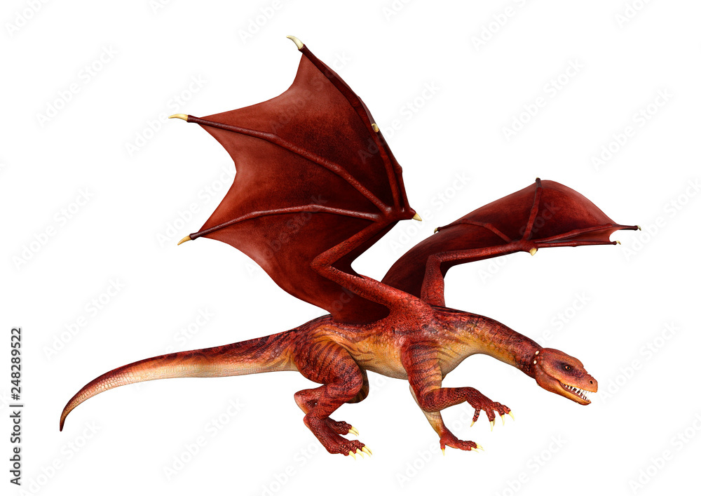 Fototapeta premium 3D Rendering Fairy Tale Dragon on White
