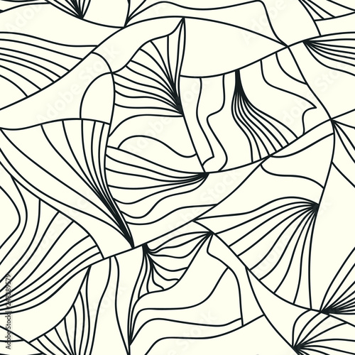 Beautiful continuity waves lines. Vector molecule background. Freehand lines seamless pattern.