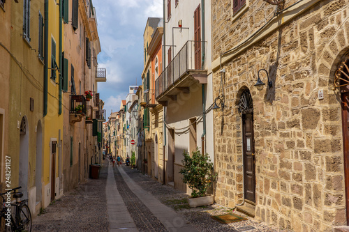 Fototapeta Naklejka Na Ścianę i Meble -  Narrow medieval streets of Alghero. Sardinia, Italy