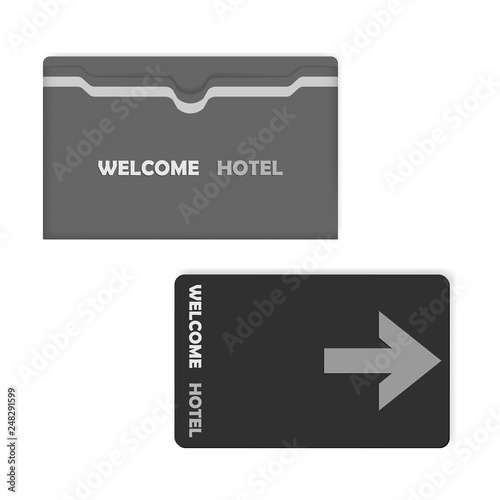 Hotel key card with keycard sleeve holder - top slot horizontal envelope