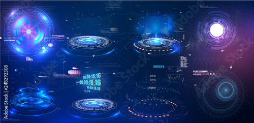 HUD GUI  futuristic element. Set of Circle Abstract Digital Technology UI Futuristic HUD Virtual Interface Elements Sci- Fi Modern User For Graphic Motion