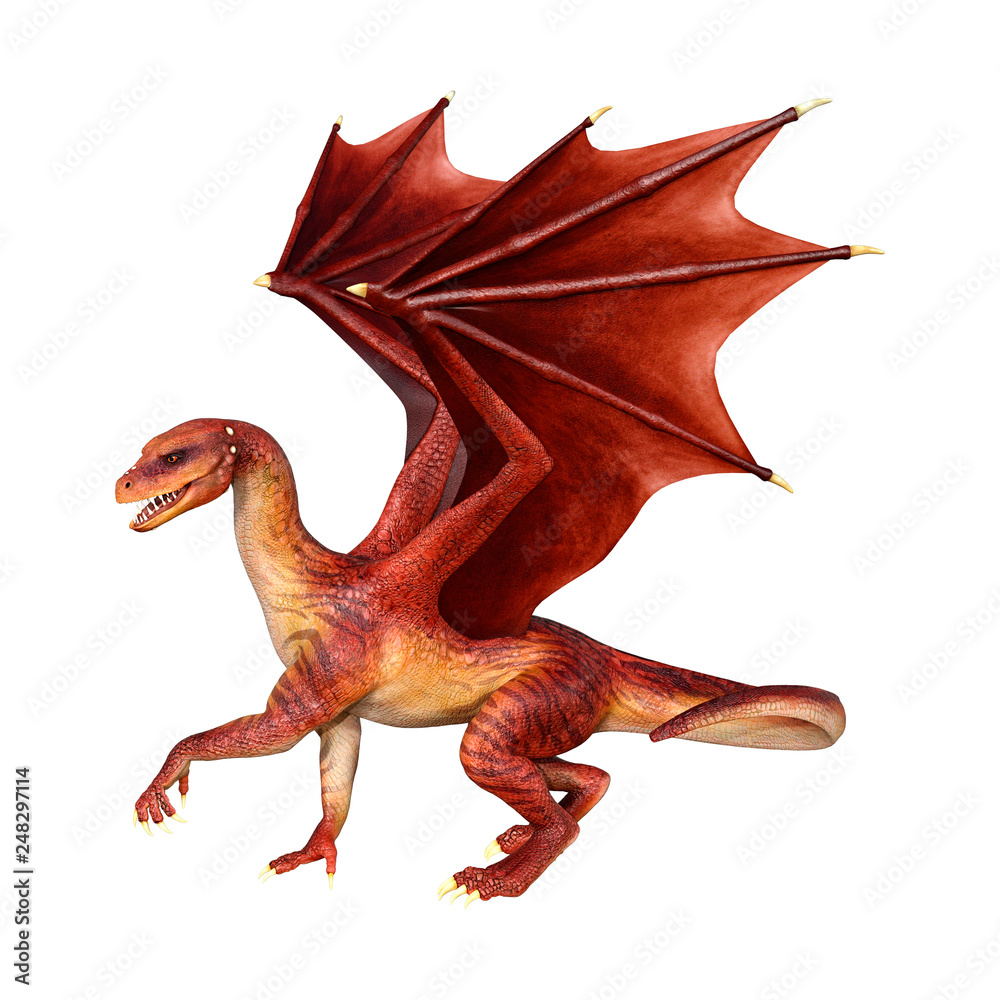 3D Rendering Fairy Tale Dragon on White 3D Rendering Fairy Tale Dragon on White