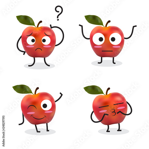 Apple Cartoon Character. Vector Illustration.