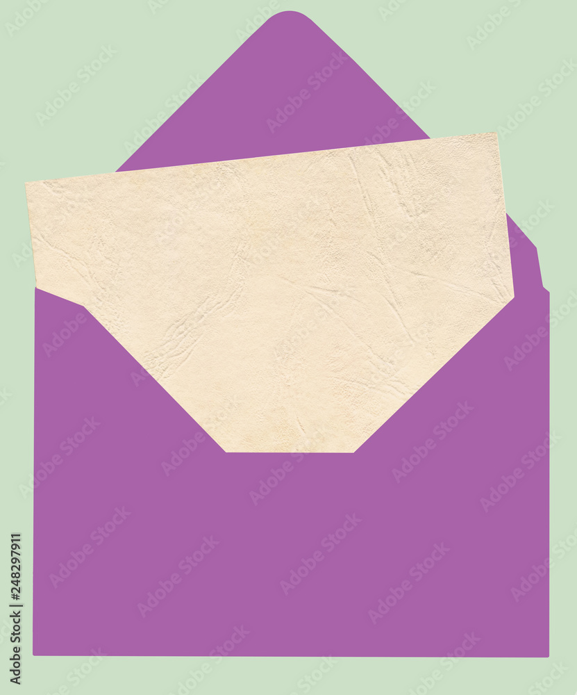 Colored open envelope with invitation card. Mockup. Colored open envelope with invitation card. Mockup.