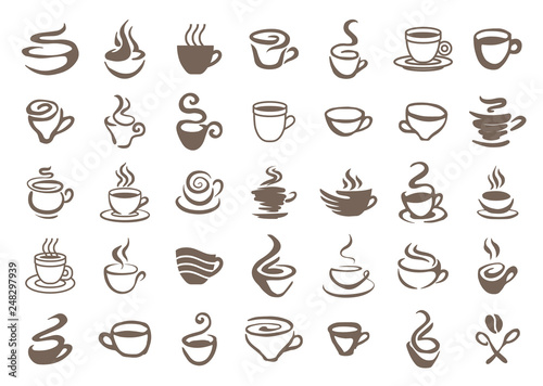 Coffee cup icon symbol vector illustration isolated on white background photo