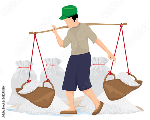 agriculturist work in saline field vector design