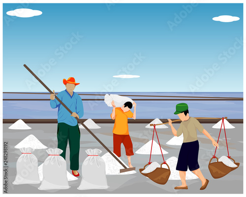 agriculturist work in saline field vector design