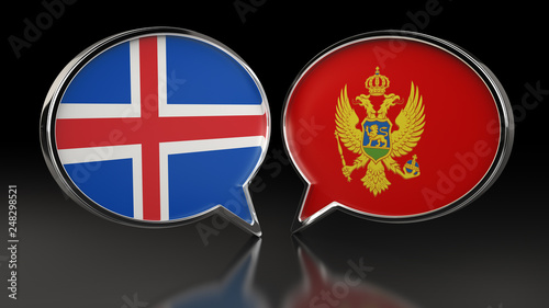 Iceland and Montenegro flags with Speech Bubbles. 3D illustration Free Download Iceland and Montenegro flags with Speech Bubbles. 3D illustration - GFXLoad