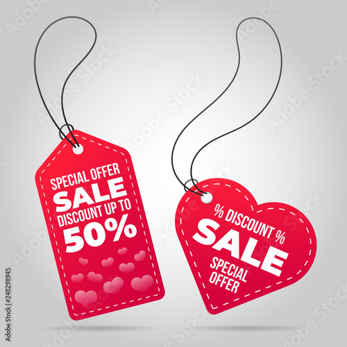 valentine day heart shape sale tag label price discount banner valentine's valentines