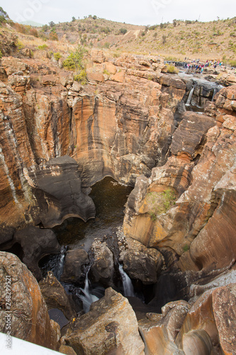 Wide angle image of the amazing potholes in the Blyde River Canyon, called Bourkes Luck potholes photo