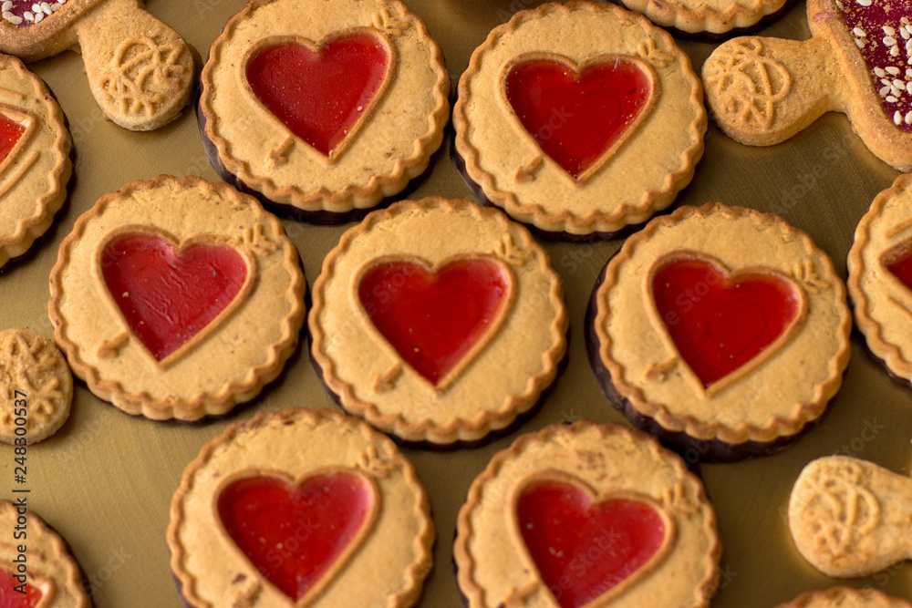 Cookies with jelly hearts.Valentine Day Concept. Cookies with jelly hearts.Valentine Day Concept.