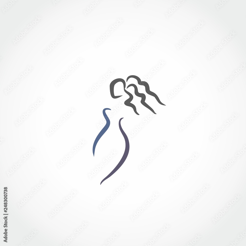 curly hair woman vector line illustration curly hair woman vector line illustration