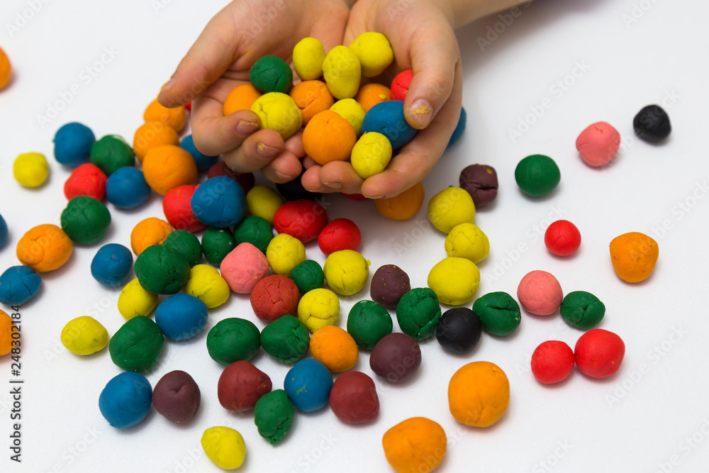 step by step making ball with colorful dough for children's activity. play in school,nursery or kindergarten lesson plasticine concept.